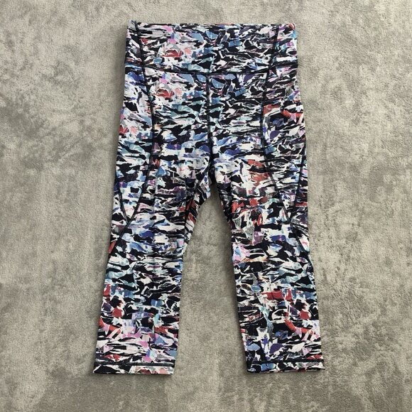 Lululemon Leggings Women 8 Break Free Crop Nulux Culture Clash Starlight Black - Picture 1 of 11